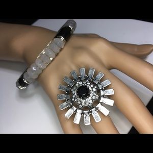 Jewelry set Beaded bracelet with crystal ring